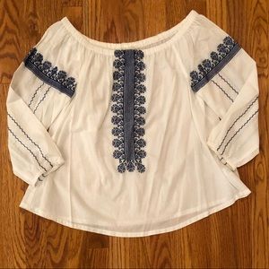 Madewell off-shoulder white peasant top